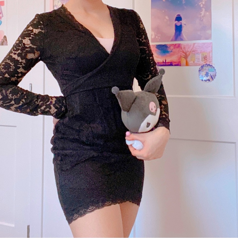 Goth Black Lace Long Sleeve Dress (little black dress for any occasion) 🖤